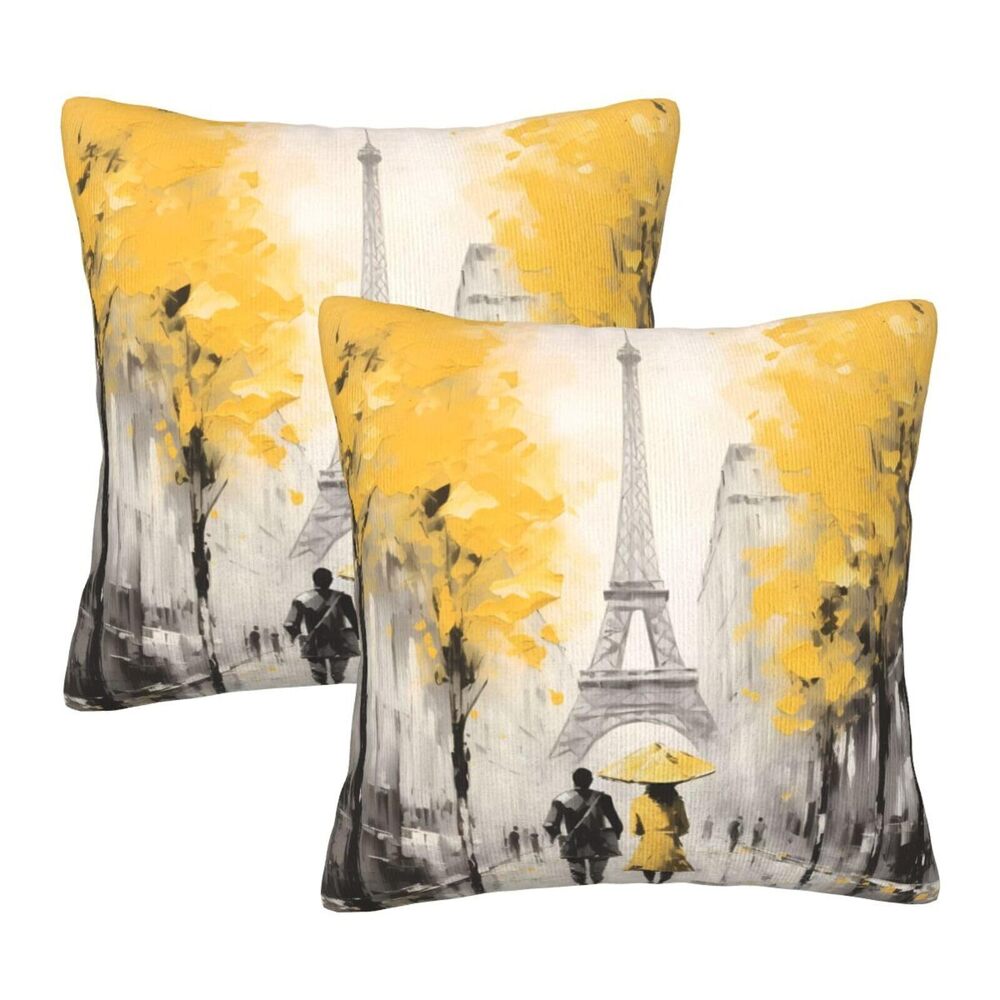 5942 Paris Eiffel Tower Throw Pillow Covers 18 X 18 Inch Set of 2 Pillow